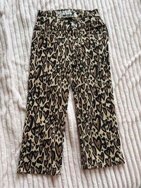 Pastels Girls Tan and Black Heart-Print Leggings